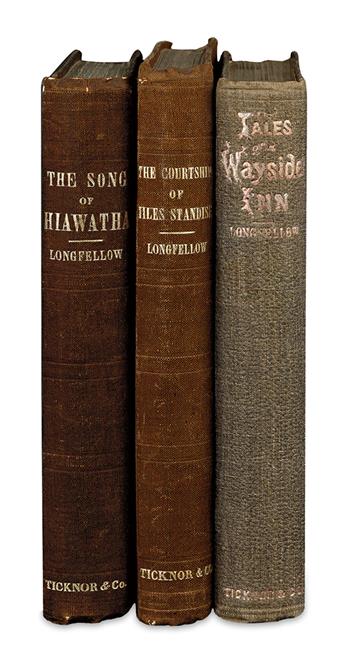 LONGFELLOW, HENRY WADSWORTH. Group of 3 First Editions with ALS.